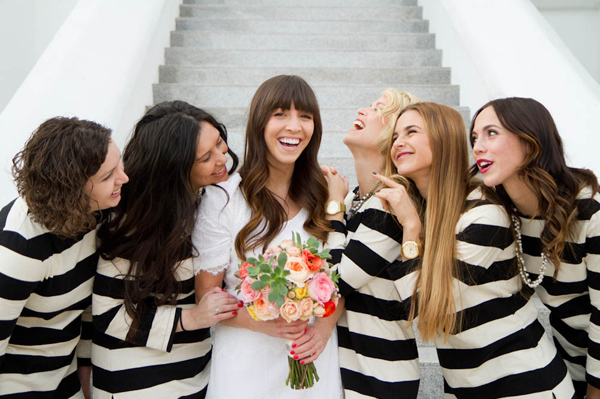 Bridesmaids in stripes