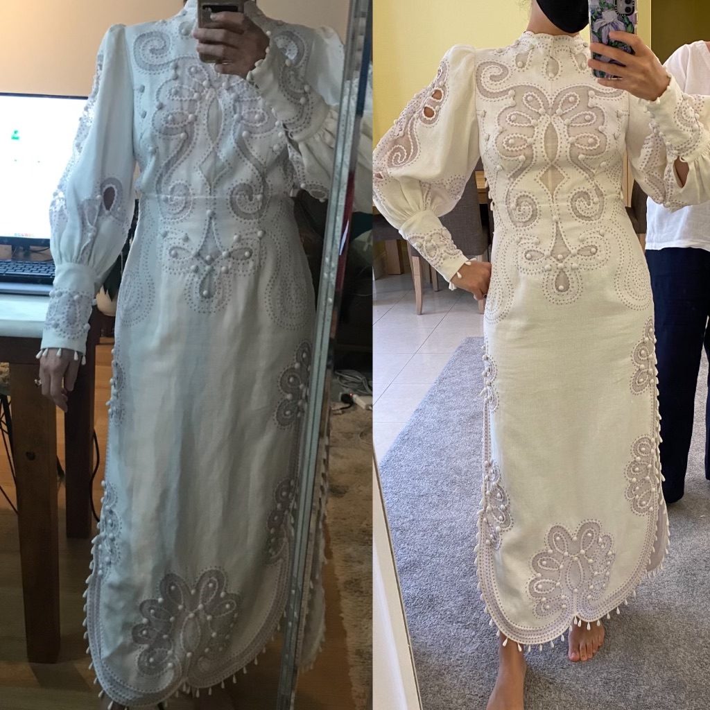 Before and after wedding dress alterations