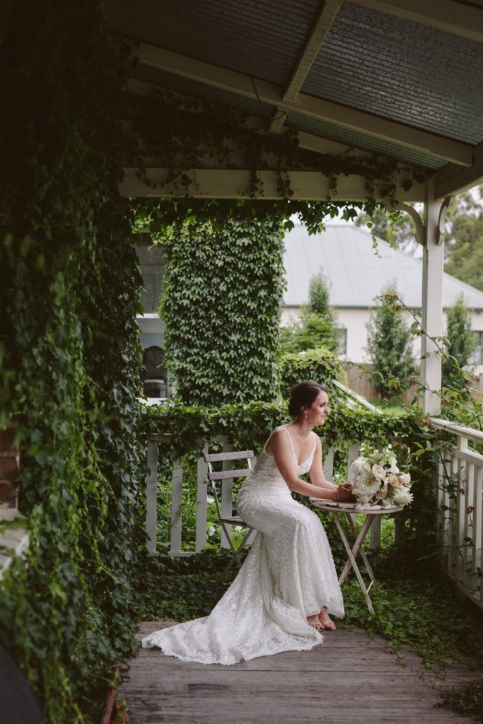 Bride sitting down