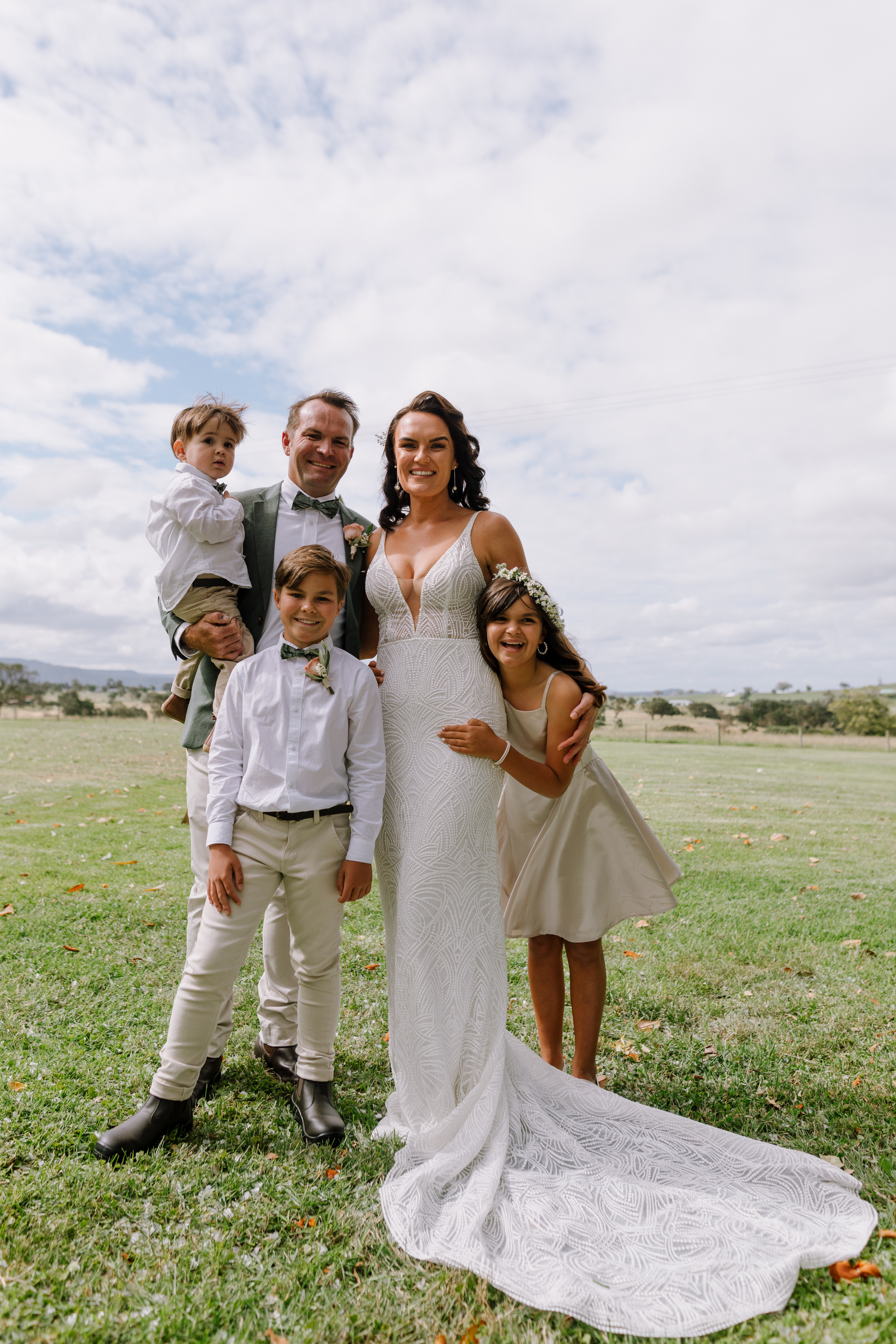 Family in wedding attire