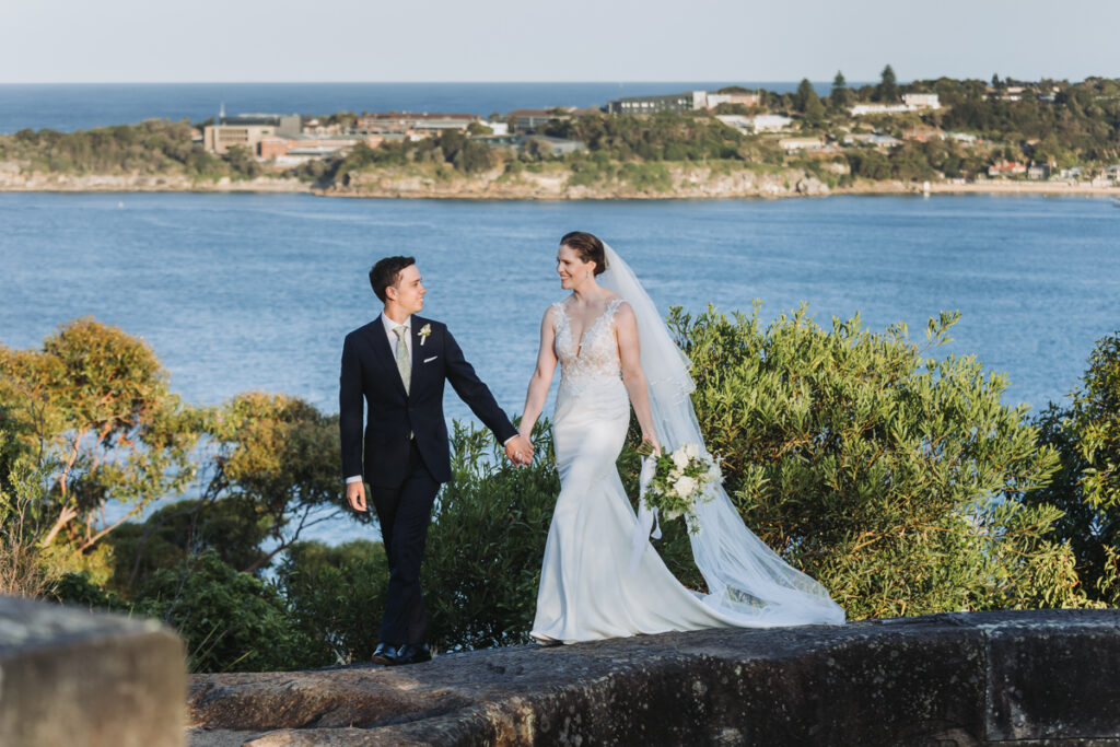 Wedding couple with sea as background